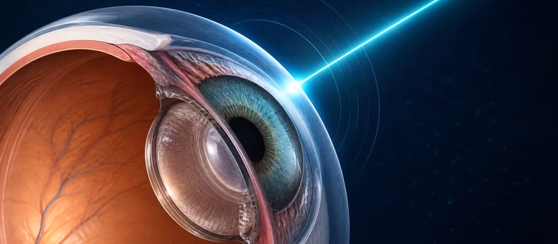 Ilustração de cirurgia refrativa a laser nos olhos — LASIK, PRK e SMILE